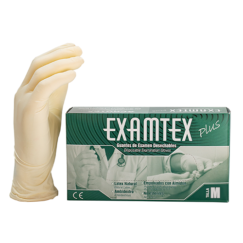 GUANTE LATEX EXAMTEX TALLA M 100U