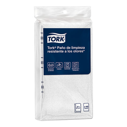 TORK® PAÑO DE LIMPIEZA RESISTENTE A LOS OLORES BLANCO X 10