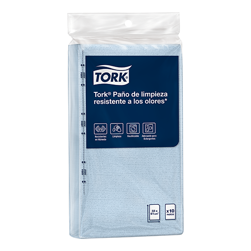 TORK® PAÑO DE LIMPIEZA RESISTENTE A LOS OLORES AZÚL X 10