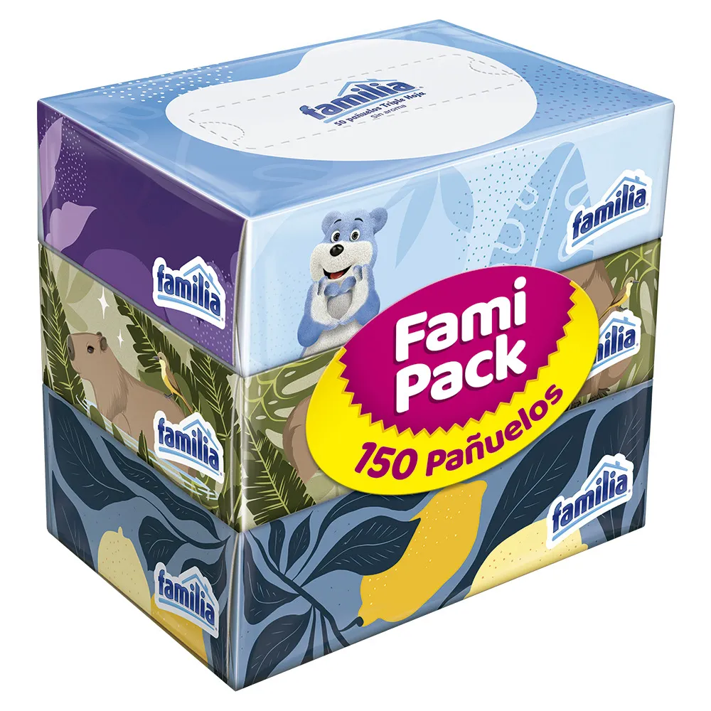 PANUELO FACIAL FAMILIA CAJA PEQUENA 50H PAGUE 2 LLEVE 3U
